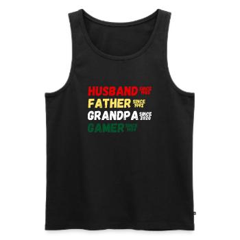 Chemise personnalisée papa grand-père, chemise de fête des pères - Débardeur bio Premium Homme - noir - Devant - AI Model Male 178 light (178cm)