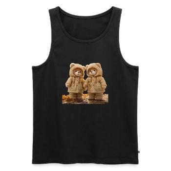 Teddy bears often last a lifetime - Men's Premium Organic Tank Top - black - Front - AI Model Male 178 light (178cm)