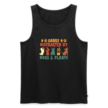 Easily Distracted By Dogs And Plants - Men's Premium Organic Tank Top - black - Front - AI Model Male 178 light (178cm)