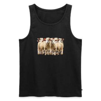 Flock of sheep in landscape management - Men's Premium Organic Tank Top - black - Front - AI Model Male 178 light (178cm)