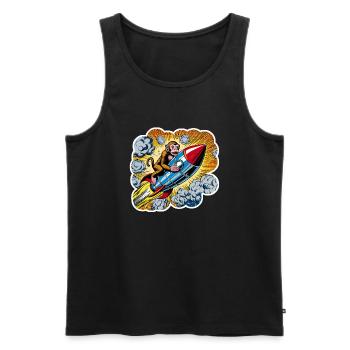 The flying ape - Männer Premium Bio Tank Top - Schwarz - Vorne - Michal (187cm)