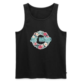 just married - pour mariage - Débardeur bio Premium Homme - noir - Devant - Michal (187cm)