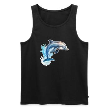 Delfin springend - Männer Premium Bio Tank Top - Schwarz - Vorne - AI Model Male 178 light (178cm)