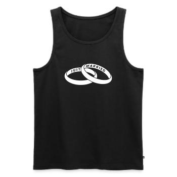 Eheringe mit Gravur "Just Married" - Männer Premium Bio Tank Top - Schwarz - Vorne - Michal (187cm)