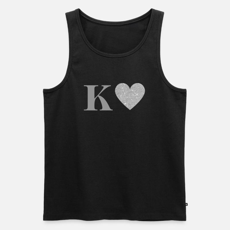 Silbernes Herz Buchstabe k - Männer Premium Bio Tank Top - Schwarz