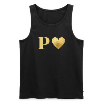 Buchstabe p goldenes Herz - Männer Premium Bio Tank Top - Schwarz - Vorne - Michal (187cm)