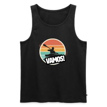 Vamos canoë kayak course en ligne rétro - Débardeur bio Premium Homme - noir - Devant - Michal (187cm)