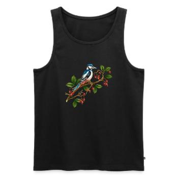Bunter Vogel - Männer Premium Bio Tank Top - Schwarz - Vorne - Michal (187cm)