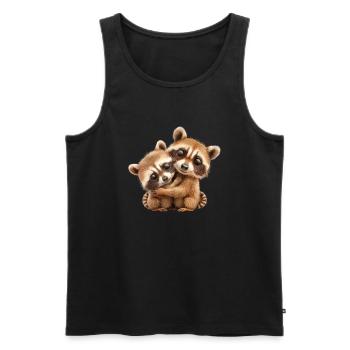 Two Cute Raccoons Hugging - Men's Premium Organic Tank Top - black - Front - Michal (187cm)