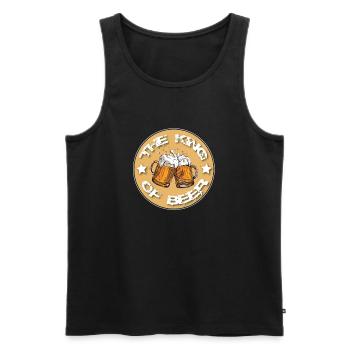 T-shirt Le Roi de la Bière - Débardeur bio Premium Homme - noir - Devant - AI Model Male 178 light (178cm)