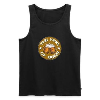 T-shirt Le Roi de la Bière - Débardeur bio Premium Homme - noir - Devant - AI Model Male 178 light (178cm)