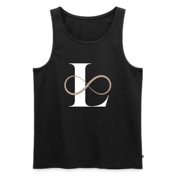 Lettre l infinie - Débardeur bio Premium Homme - noir - Devant - AI Model Male 178 light (178cm)
