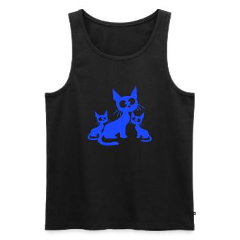 Crazy Cats Famille Maman Papa 2 Enfants Bébés - Débardeur bio Premium Homme - noir - Devant - Michal (187cm)