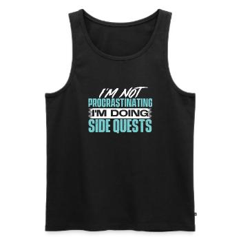Nicht aufschieben - Nebenquests erledigen - Männer Premium Bio Tank Top - Schwarz - Vorne - AI Model Male 178 light (178cm)