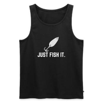 Just fish It – Lustiges Angel-Design für Angler - Männer Premium Bio Tank Top - Schwarz - Vorne - Michal (187cm)