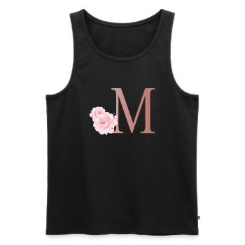 Lettre M avec des fleurs - Débardeur bio Premium Homme - noir - Devant - AI Model Male 178 light (178cm)