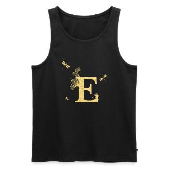 Buchstabe e goldene Glitzerlibelle - Geschenkidee - Männer Premium Bio Tank Top - Schwarz - Vorne - AI Model Male 178 light (178cm)