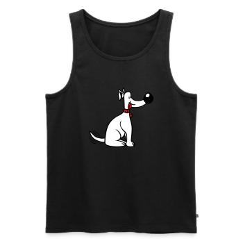 Chien Gros Nez Remuant Mignon Heureux - Débardeur bio Premium Homme - noir - Devant - AI Model Male 178 light (178cm)