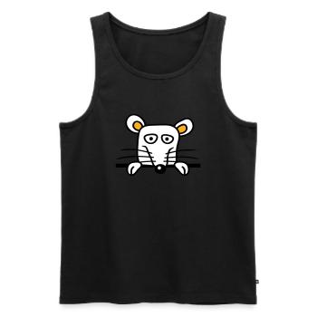 Maus Ratte hinter Mauer Zaun Schild guckt lustig - Männer Premium Bio Tank Top - Schwarz - Vorne - AI Model Male 178 light (178cm)