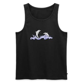Delphine - Männer Premium Bio Tank Top - Schwarz - Vorne - Michal (187cm)