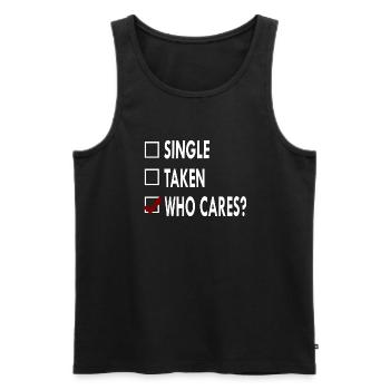SINGLE who caRES - Débardeur bio Premium Homme - noir - Devant - AI Model Male 178 light (178cm)