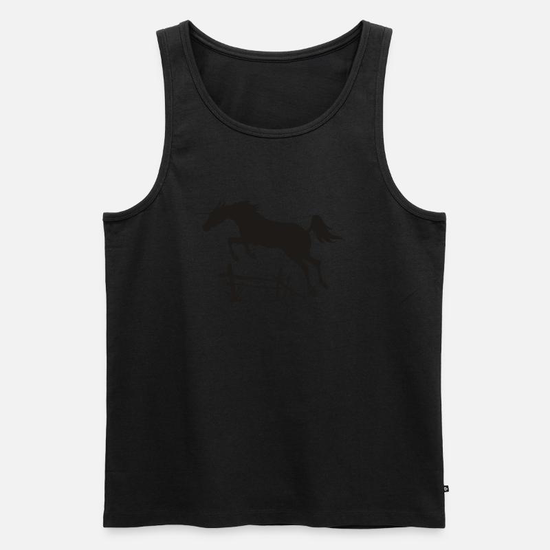 Springendes Pferd - Männer Premium Bio Tank Top - Schwarz