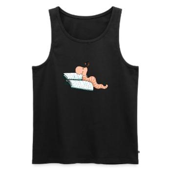 Bücherwurm Willi - Männer Premium Bio Tank Top - Schwarz - Vorne - AI Model Male 178 light (178cm)