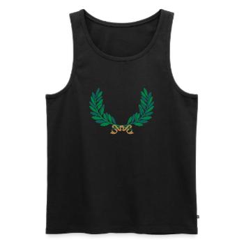 Lorbeer Kranz 3 Logo Zweige - Männer Premium Bio Tank Top - Schwarz - Vorne - Michal (187cm)