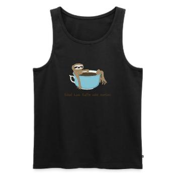 Schlaf kann Kaffee nicht ersetzen - Männer Premium Bio Tank Top - Schwarz - Vorne - Michal (187cm)