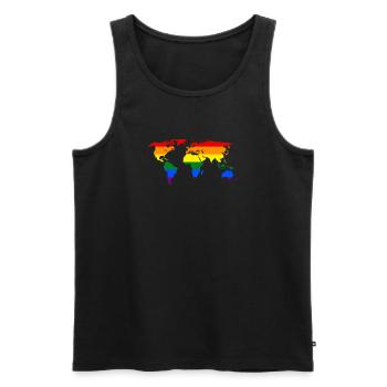 LGBT PRIDE Partout dans le monde - Débardeur bio Premium Homme - noir - Devant - AI Model Male 178 light (178cm)
