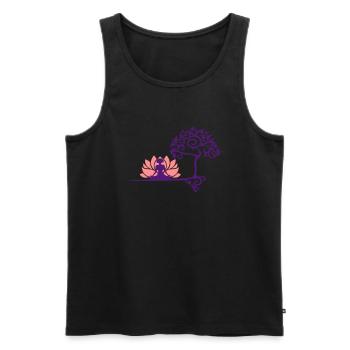 yoga et arbre - Débardeur bio Premium Homme - noir - Devant - Michal (187cm)
