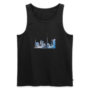 Berlin gezeichnet - Männer Premium Bio Tank Top - Schwarz - Vorne - AI Model Male 178 light (178cm)