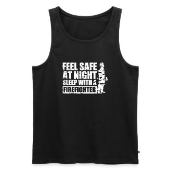 Safe With Firefighter - Männer Premium Bio Tank Top - Schwarz - Vorne - AI Model Male 178 light (178cm)