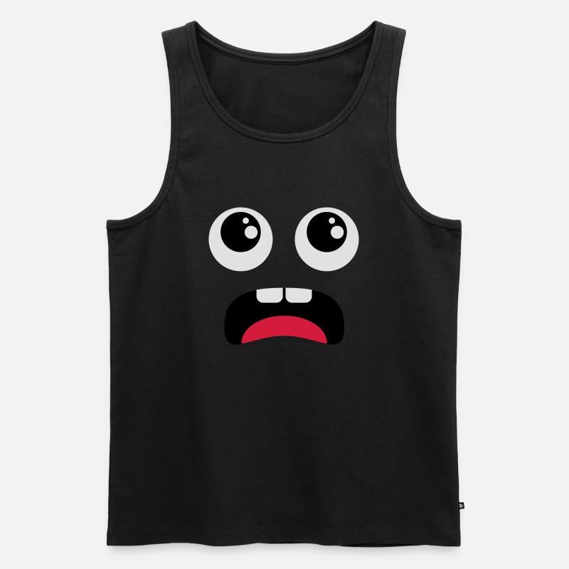 Erschrockenes Gesicht - Comic - Männer Premium Bio Tank Top - Schwarz