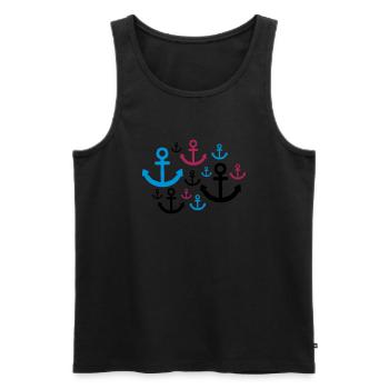 muster anker viele tattoo boot schiff schwimmen me - Männer Premium Bio Tank Top - Schwarz - Vorne - AI Model Male 178 light (178cm)