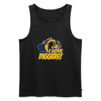 I Love Diggers - Men's Premium Organic Tank Top - black - Front - AI Model Male 178 light (178cm)