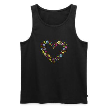 Blumen-Herz - Männer Premium Bio Tank Top - Schwarz - Vorne - AI Model Male 178 light (178cm)