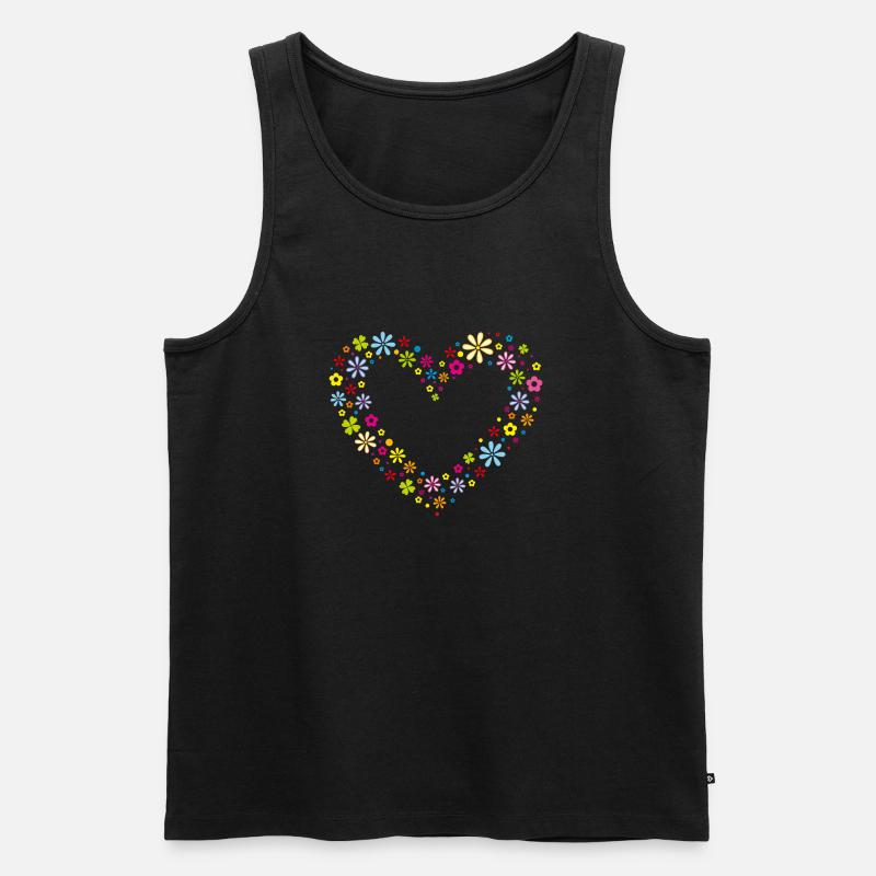 Blumen-Herz - Männer Premium Bio Tank Top - Schwarz