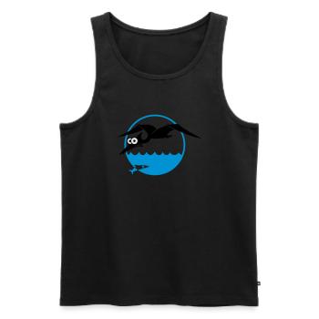 Flugsaurier jagt Fisch, Dino, Drachen, Urzeit - Männer Premium Bio Tank Top - Schwarz - Vorne - AI Model Male 178 light (178cm)