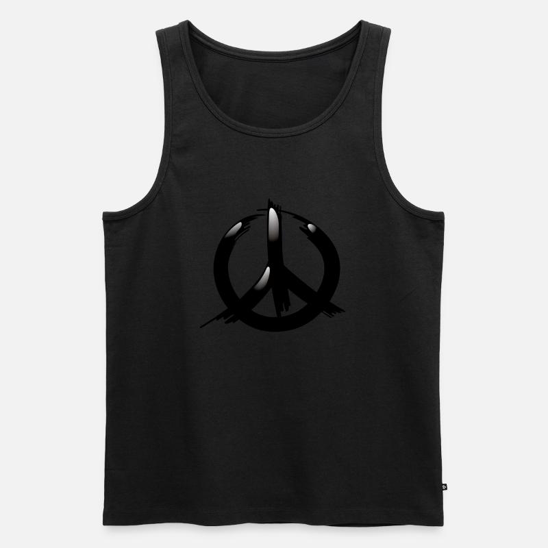Smiley Peace - Männer Premium Bio Tank Top - Schwarz