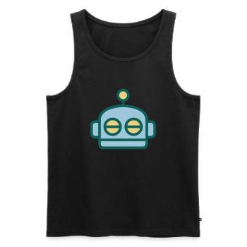 Cartoon Robot Face - Men's Premium Organic Tank Top - black - Front - AI Model Male 178 light (178cm)