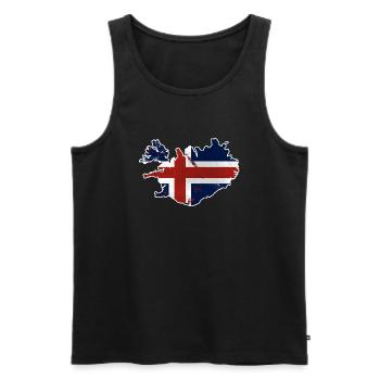 Iceland Flag Map - Männer Premium Bio Tank Top - Schwarz - Vorne - AI Model Male 178 light (178cm)