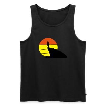pinguin_sonnenuntergang - Männer Premium Bio Tank Top - Schwarz - Vorne - Michal (187cm)