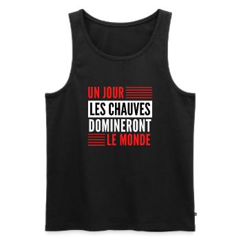 Un jour les chauves domineront le monde - Débardeur bio Premium Homme - noir - Devant - Michal (187cm)