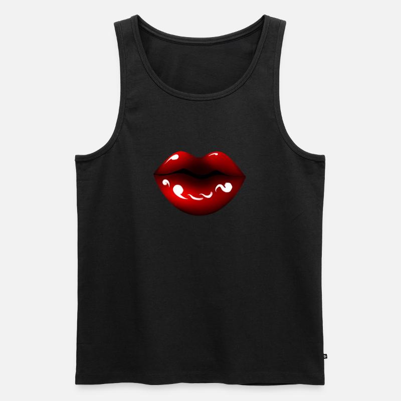 Red Lips - Männer Premium Bio Tank Top - Schwarz