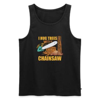 I Hug Trees With My Chainsaw Woodworker Arborist - Männer Premium Bio Tank Top - Schwarz - Vorne - Michal (187cm)