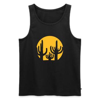 Round Silhouette Cactus Sun - Men's Premium Organic Tank Top - black - Front - AI Model Male 178 light (178cm)