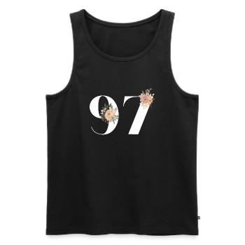 97e anniversaire fleuris (Cadeau de 97 ans) - Débardeur bio Premium Homme - noir - Devant - AI Model Male 178 light (178cm)