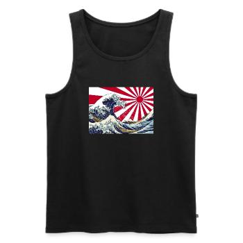 Land of the Rising Sun Japanese Hokusai Wave Art - Men's Premium Organic Tank Top - black - Front - AI Model Male 178 light (178cm)