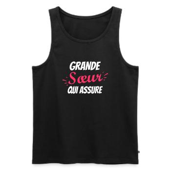 grande sœur qui assure / grande sœur d'amour - Débardeur bio Premium Homme - noir - Devant - Michal (187cm)